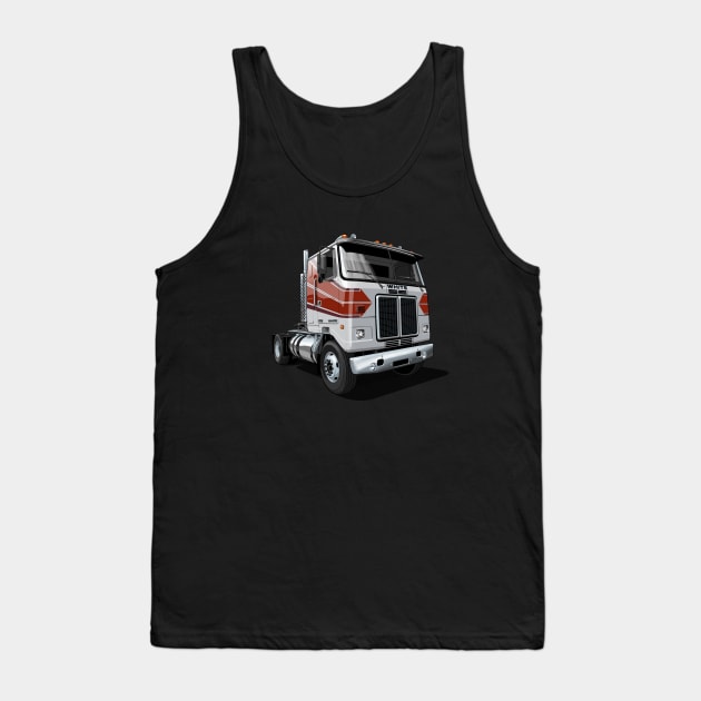 1980 White Road Commander 2 Cabover Truck in silver Tank Top by candcretro